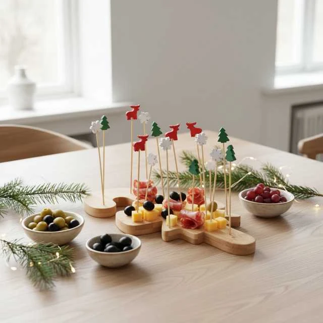 Excellent Houseware Serviravimo padėklas su dantų krapštukais, kalėdinis motyvas