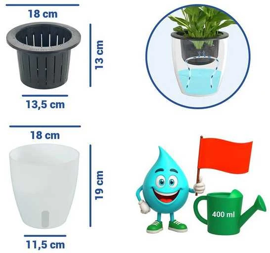 Maximex Trijų vazonų su laistymo sistema rinkinys, Ø 18 cm