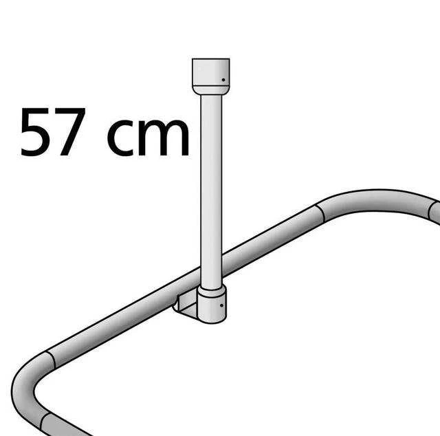 Dušo užuolaidų pakabinimo juosta, skersmuo 2 cm 57 cm, Baltas, WENKO