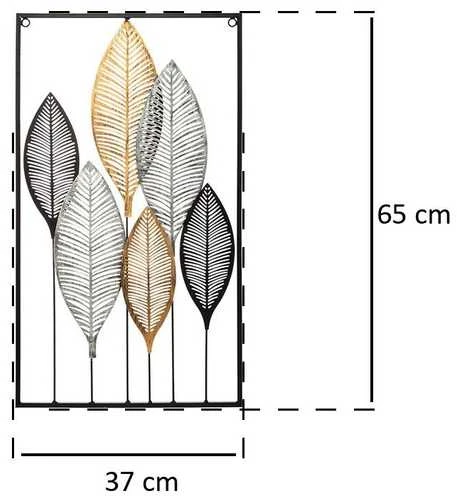 Atmosphera Sienų apdaila, Deco, metalo, juodos ir auksinės spalvos lapeliai, aukštis 65 cm x plotis 37 cm