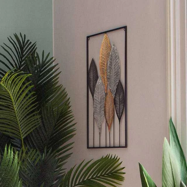 Atmosphera Sienų apdaila, Deco, metalo, juodos ir auksinės spalvos lapeliai, aukštis 65 cm x plotis 37 cm