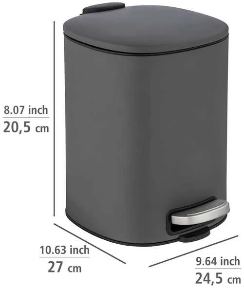 ALASSIO šiukšliadėžė su pedalu ir „Easy-Close“ funkcija, 5 l, WENKO