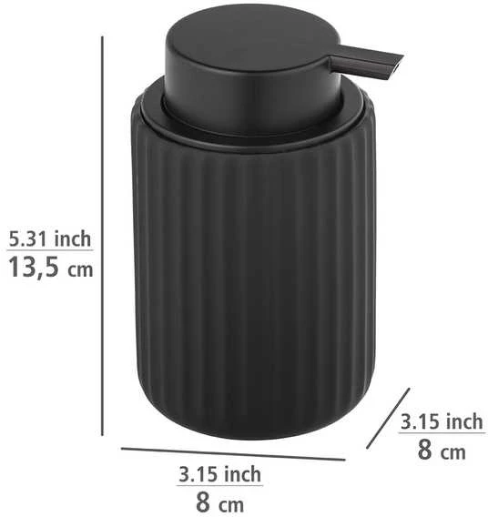 Skysto muilo dozatorius BELLUNO, keraminis, juodas, 300 ml, Wenko