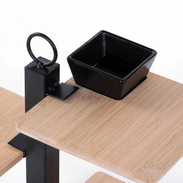 Excellent Houseware Bambukinė serviravimo lėkštė 3 aukštų su dubeniu 32x32x26,5 cm