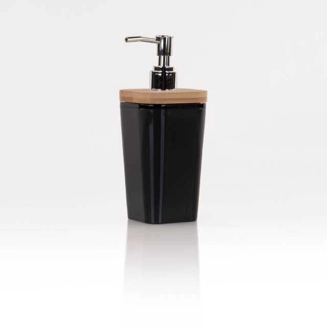 Orion Muilo dozatorius BATHROOM SOLUTIONS, su bambuko imitacija, juodos sp., 7,3 x 7,3 x 17,5 cm