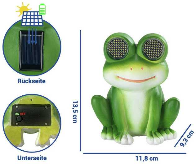 Maximex Saulės energija varlė sodo figūrėlė LED, su šviečiančiomis akimis, 11,8 cm x 13,5 cm