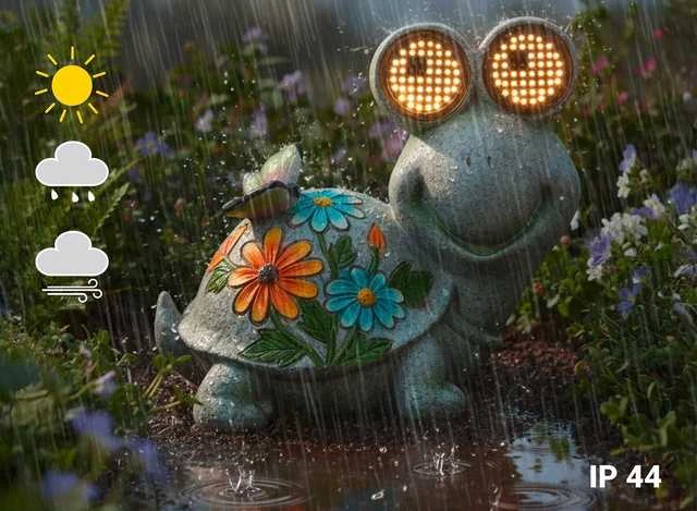 Maximex Turtle Saulės energija varoma sodo figūrėlė, vėžlys su šviečiančiomis LED akimis, 17 x 20 cm