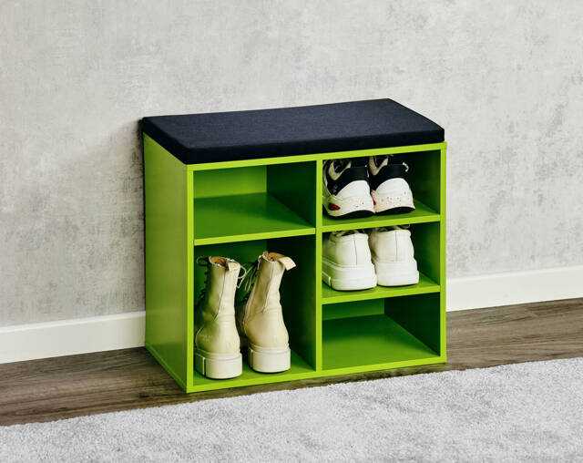 Kesper Scarpiera Con Sedile Imbottito Rosso - 10 Paia Di Scarpe, Antracite, 103,5x29,5x48 Cm, Mobile Ordine Ingresso
