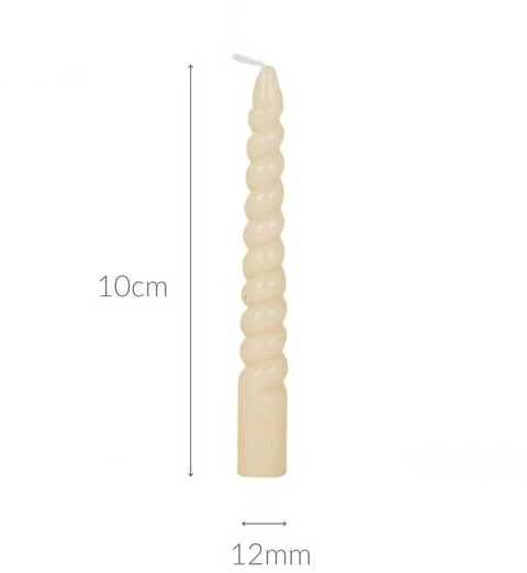 Spiralinės parafino stalo žvakės, 10 cm