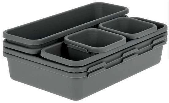 Storage Solutions Stalčių Tvarkyklės - 8 vnt komplekte, pilka spalva