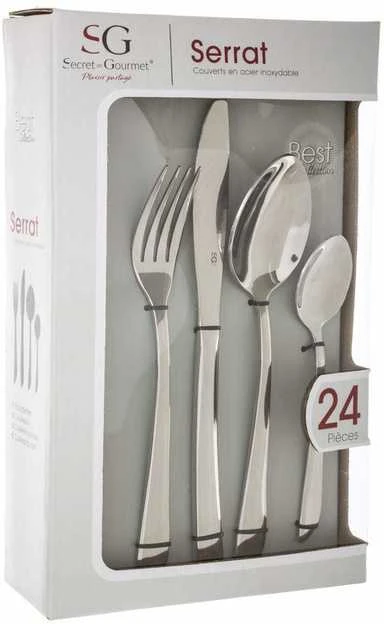 Secret De Gourmet Steel Virtuviniai stalo įrankiai, rinkinys iš 24 elementų iš nerūdijančio plieno, kurie yra nepamainomas virtuvės įrangos elementas