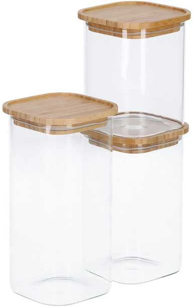 Zeller Stiklainis su bambukiniu dangteliu, 1400 ml, 11 x 11 x 17,7 cm