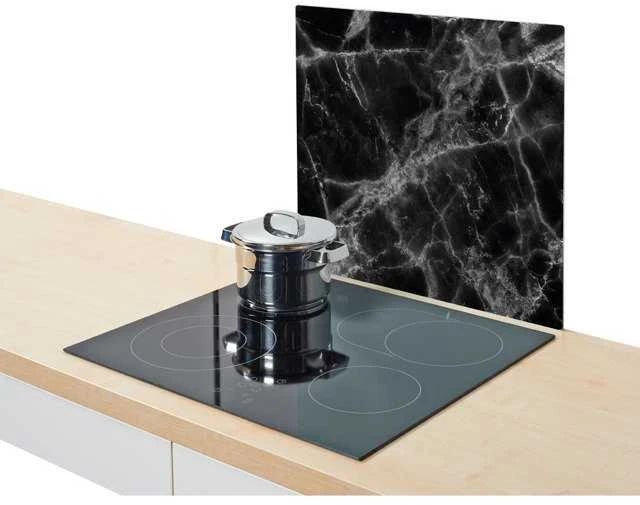 Stiklinė apsauginė plokštė MARBLE Juodas viryklei — didelė, ZELLER