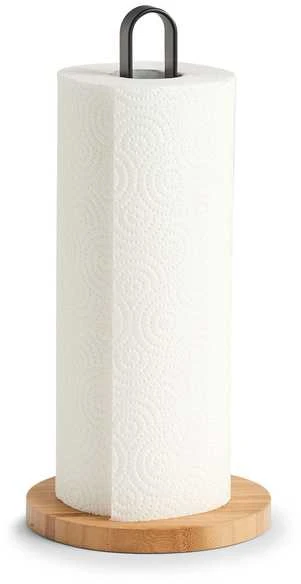 Zeller Stojak na papier kuchenny, bambus / metal, juoda, 15x31,5 cm