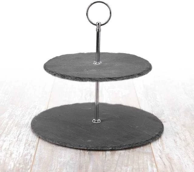 Excellent Houseware Akmens serviravimo lėkštė 2 aukštų 23 cm