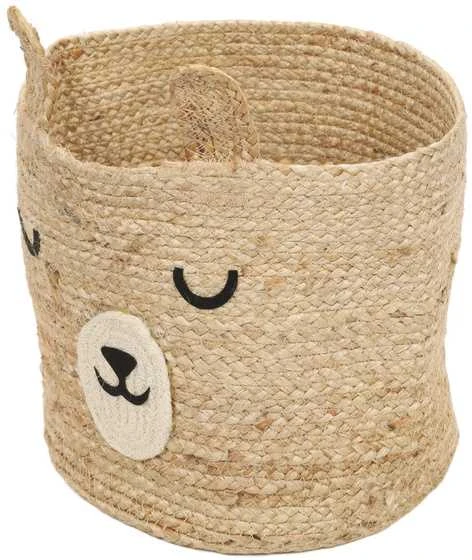 Kids Collection Bear Žaislų konteineris meškiukas su ausytėmis DŽIAUGSMAS, Ø 28 cm