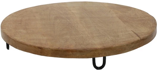 KOOPMAN Boho-style serving board for snacks, wooden, Ø 40 cm