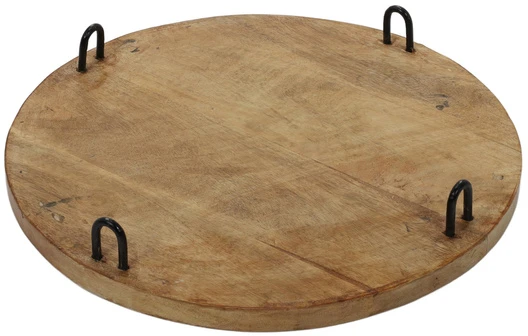 KOOPMAN Boho-style serving board for snacks, wooden, Ø 40 cm