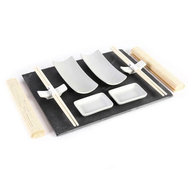 Excellent Houseware Sushi rinkinys 13 vnt. porceliano, bambuko ir akmens