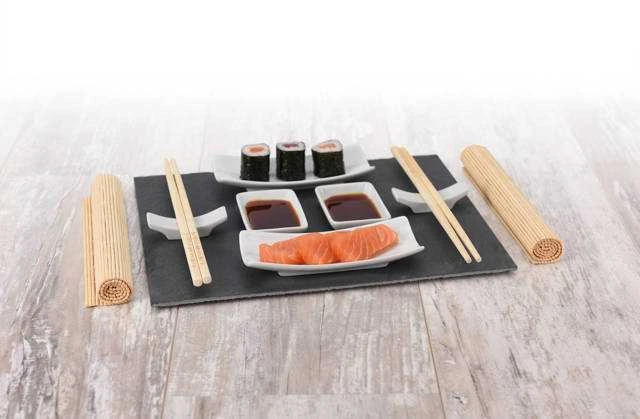 Excellent Houseware Sushi rinkinys 13 vnt. porceliano, bambuko ir akmens