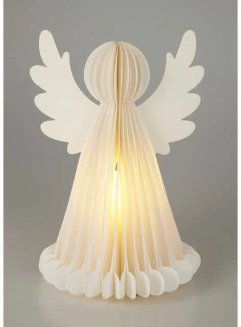 Home Styling Collection Švytinti šventinė dekoracija, popierinis angelas su 6 LED lemputėmis.