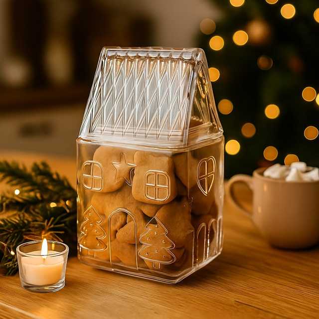Crystal Julia Stiklinis indas su šventiniu raštu 1,5 l