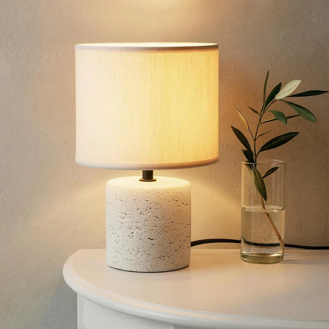 Home Styling Collection Lamp Stalinė lempa su cementiniu pagrindu, lininiu gaubtu, Ø 20,5 x 31 cm