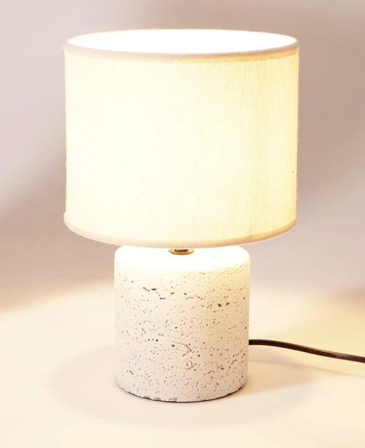Home Styling Collection Lamp Stalinė lempa su cementiniu pagrindu, lininiu gaubtu, Ø 20,5 x 31 cm