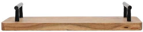 Home Styling Collection Dabar Tacas - Medinis padėklas 30x15,5 cm su metaliniais rankenomis