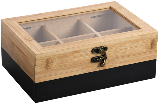 Kesper Bamboo TeeBox su 6 skyriais, bambukinė, FSC, juoda