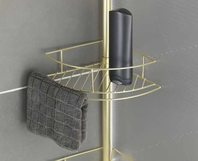 Teleskopinė dušo lentyna DOLCEDO, 4 lygių, metalinė, juoda, WENKO