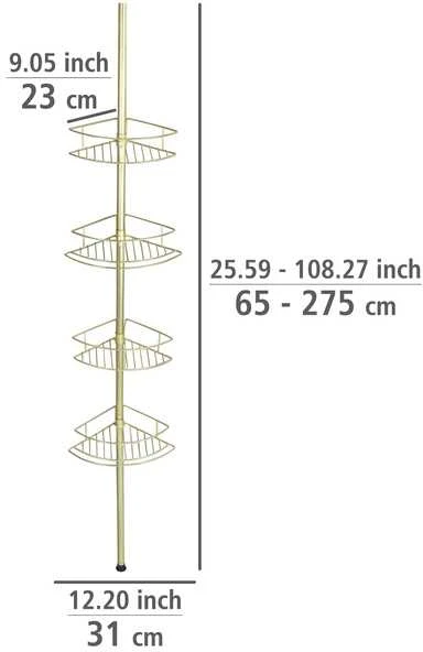 Teleskopinė dušo lentyna DOLCEDO, 4 lygių, metalinė, juoda, WENKO