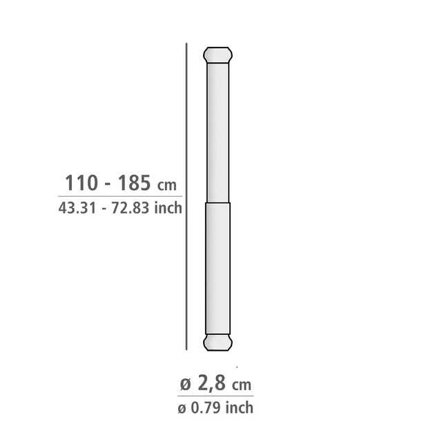 Teleskopinis dušo bėgelis LUZ, Ø 2,8 cm, 110-185 cm, WENKO