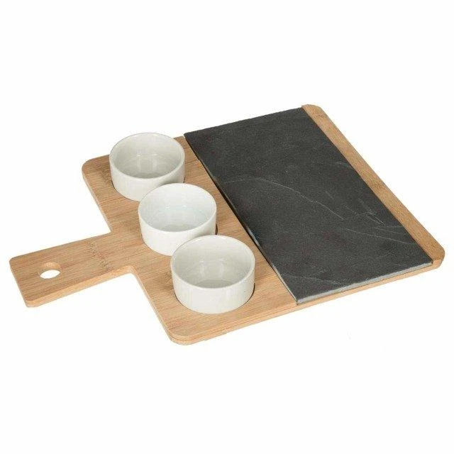 Secret De Gourmet Easy Serviravimo padėklas, elegantiškas rinkinys su dubenėliais ne tik leis lengvai neštis užkandžius, bet ir gražiai juos atidengs.