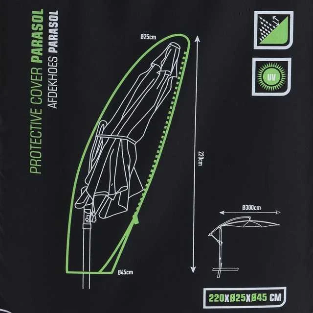 ProGarden Pakabinamo skėčio nuo saulės uždangalas, juodas, 25x45x220cm