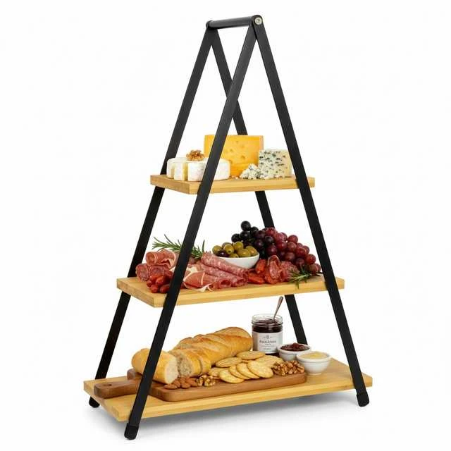 Mondex Bambukinė serviravimo lėkštė 3 aukštų 38x16,5x53 cm