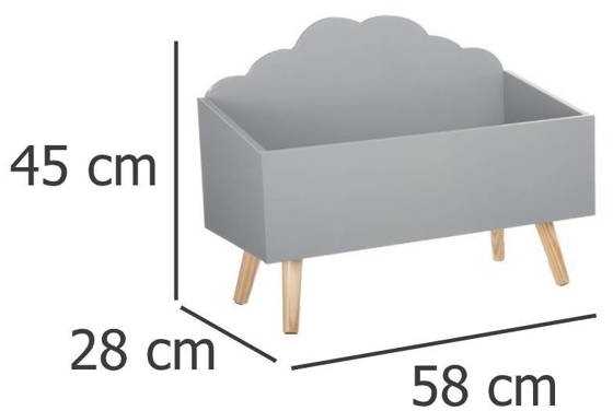 Vaikiška daiktadėžė Atmosphera Cloud, pilka, 580x280x455 mm