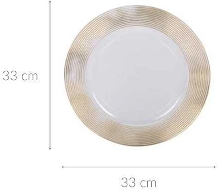 Home Styling Collection Skaidri apatinė plokštė su aukso dekoru, Ø 33 cm