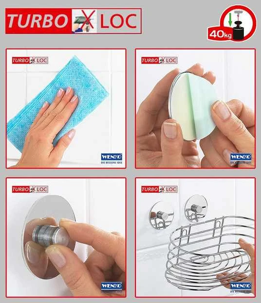 Tualeto popieriaus laikiklis, Turbo-Loc - chromuotas plienas, WENKO