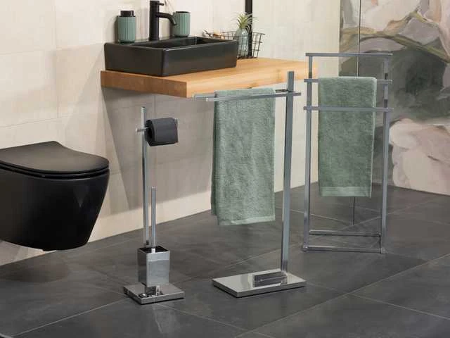 Tualeto popieriaus stovas ir šepetys QUADRO tualetui - 2 in 1, WENKO