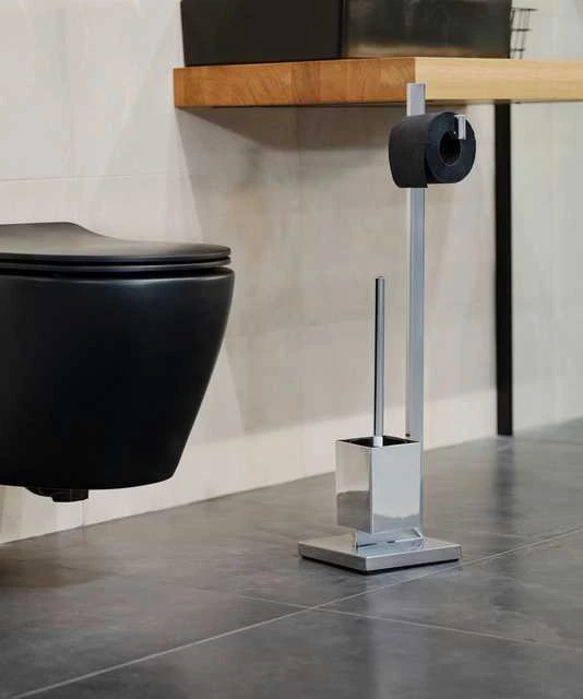 Tualeto popieriaus stovas ir šepetys QUADRO tualetui - 2 in 1, WENKO