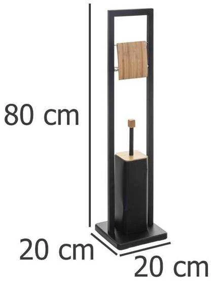 5five Simply Smart Pastatomas juodas metalinis WC šepečio stovas su tualetinio popieriaus laikikliu