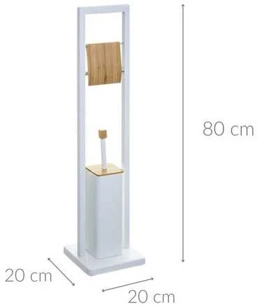 5five Simply Smart Pastatomas baltas metalinis WC šepečio stovas su tualetinio popieriaus laikikliu