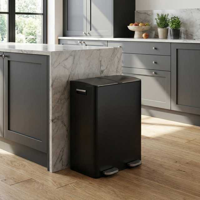 Home Styling Collection Dviejų skyrių šiukšliadėžė SECTOR su pedalu, 2 × 30 l