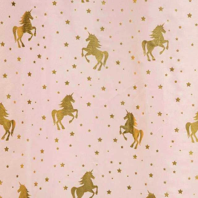 Atmosphera UNICORN vaikiška užuolaida, 140 x 250 cm, rožinė aukso spalvos vienaragiai