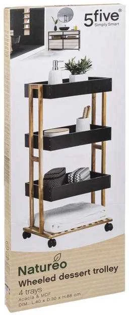 5five Simply Smart Universali mobili lentyna su 4 lygiais, 30 x 41 x 88 cm, juoda