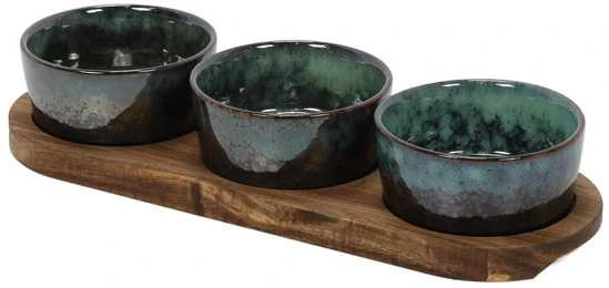 Secret De Gourmet Užkandžių padėklas su akmens masės dubenėliais, 29 x 10 cm