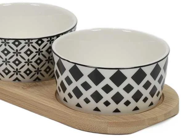 Excellent Houseware Užkandžių dubenėlių keraminė ant padėklo 125 ml 5 vnt.