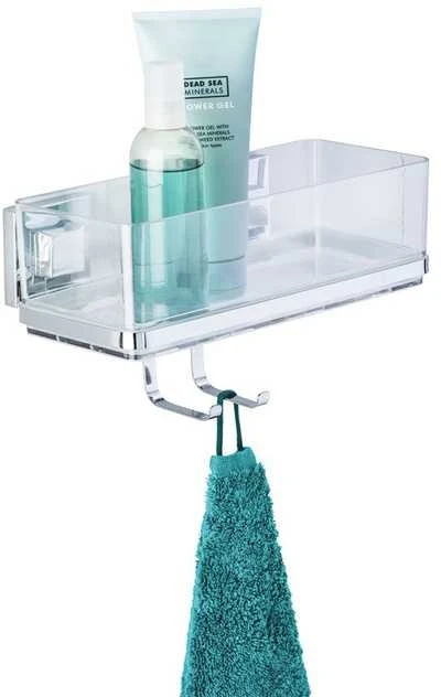 Wenko Vacuum-Loc sieninė lentyna su kabliukais Quadro tvirtinimas be gręžimo