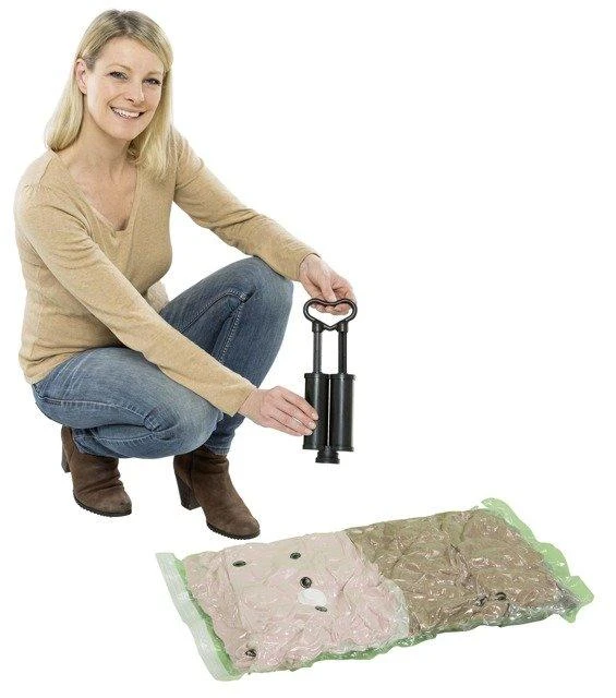 Vakuuminių laikymo maišelių rinkinys plastikinių maišelių+siurblys - 40 x 60 cm (3 vnt), 50 x 70 cm (2 vnt), WENKO